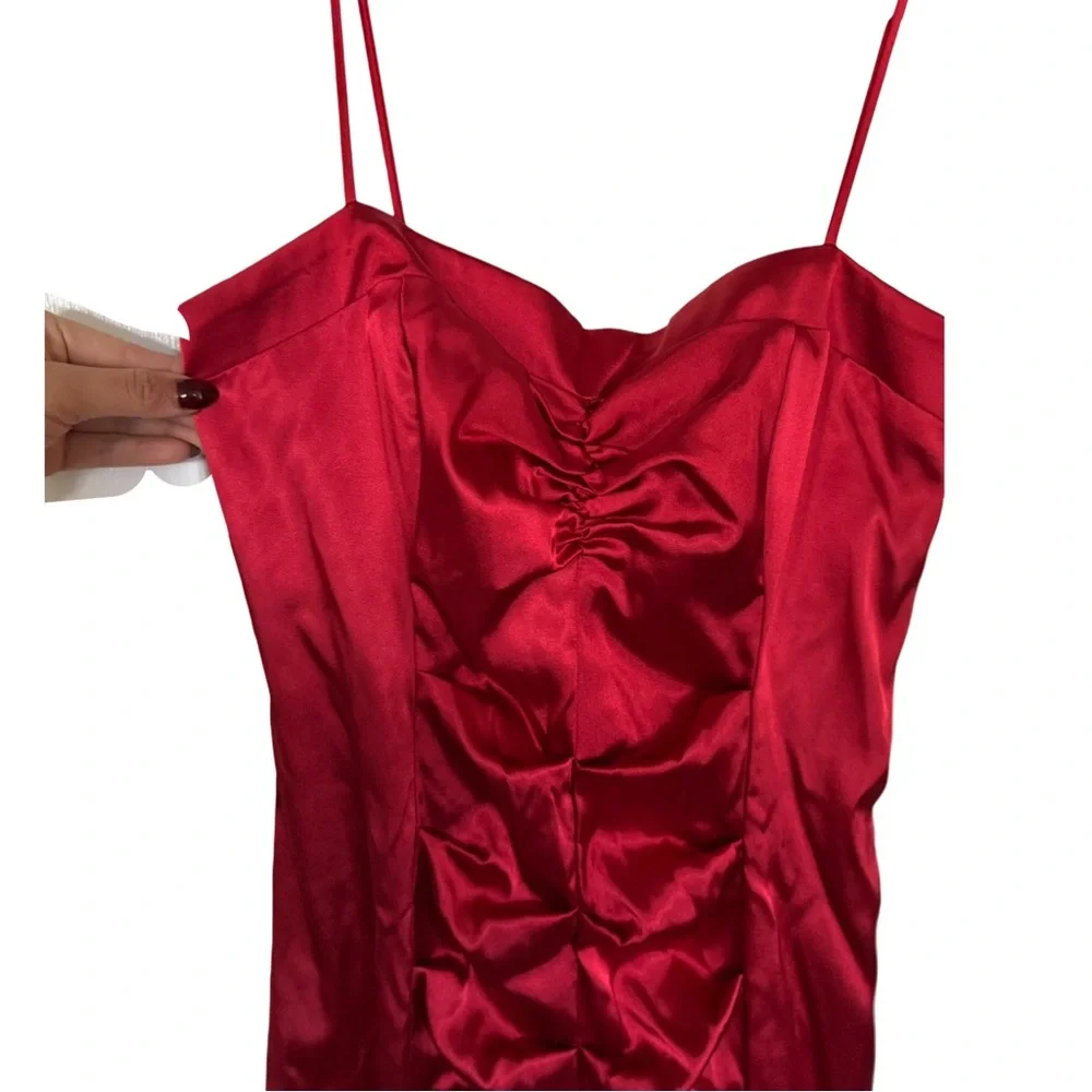 Morgan & Co. Red Satin‎ Ruched Mini Dress